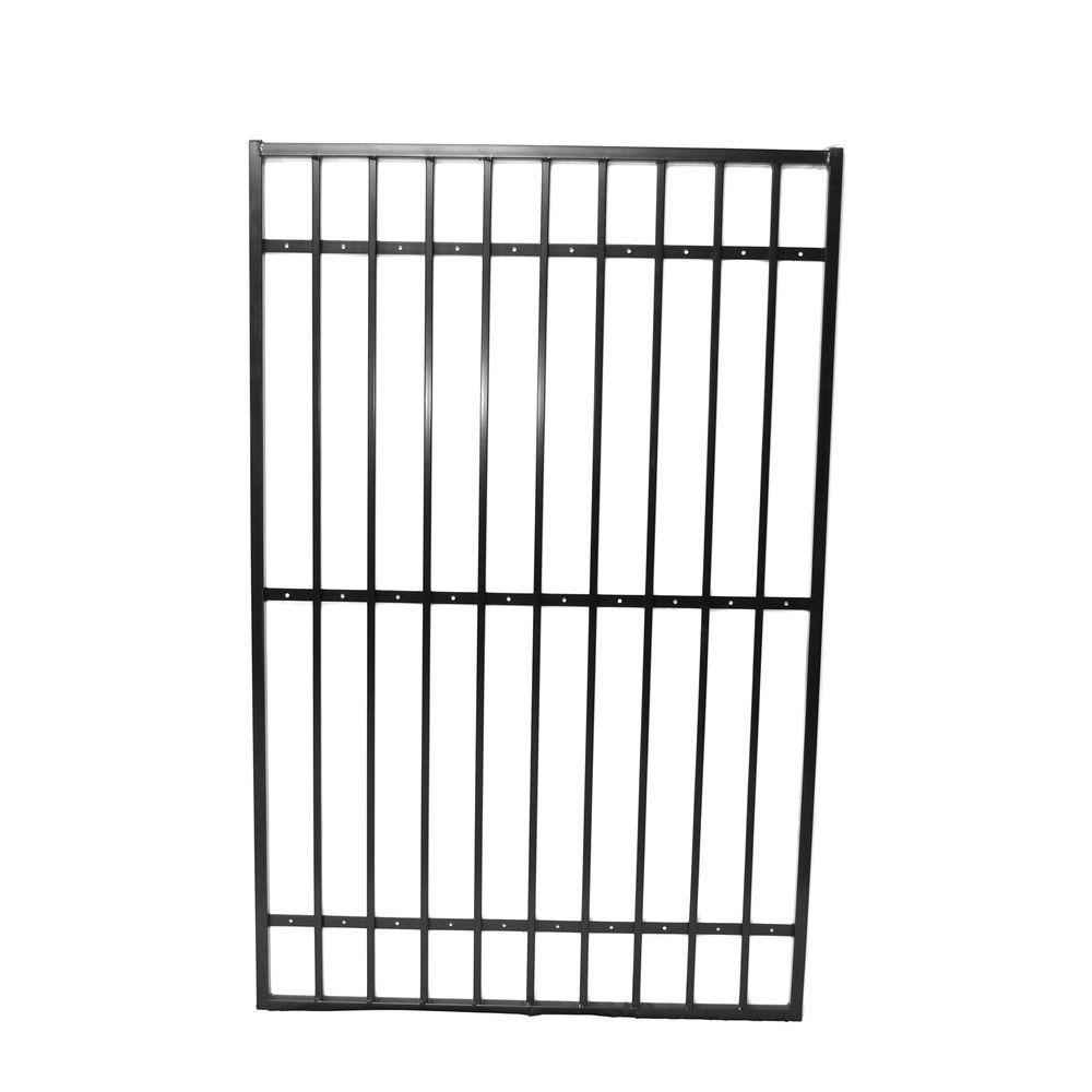 4 Ft W X 6 Ft H Black Iron Swinging Wood Block Wall Fence Gate in size 1000 X 1000