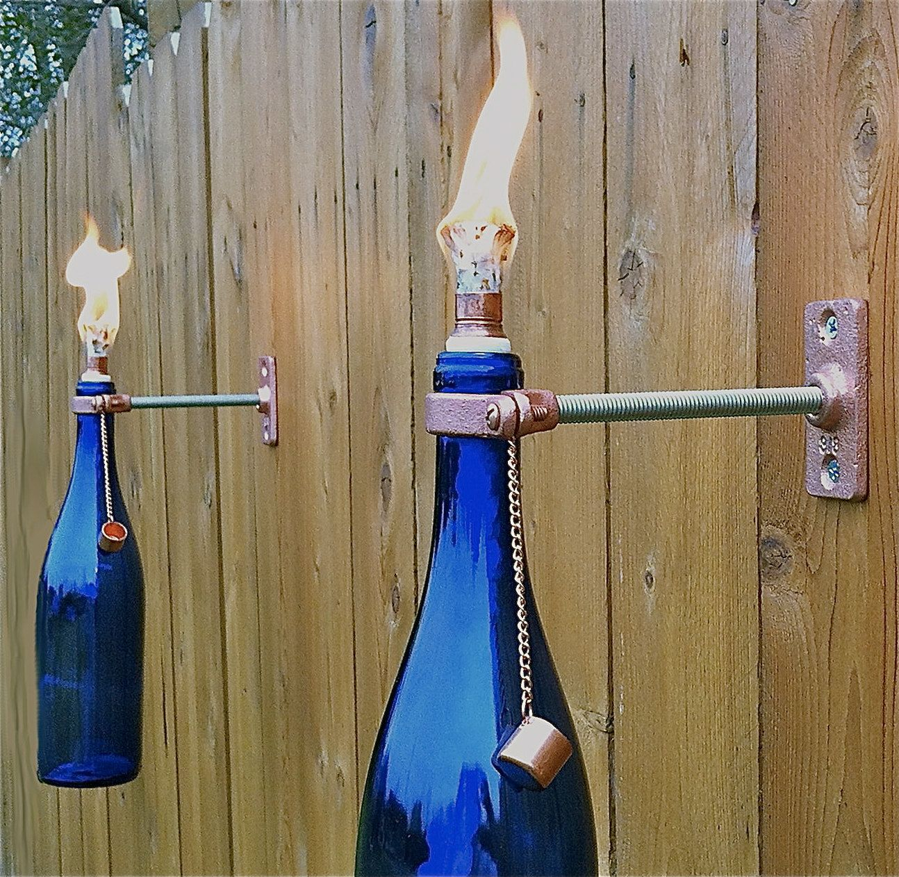 6 Cobalt Blue Wine Bottle Tiki Torches Gift For Men Spring within sizing 1294 X 1262