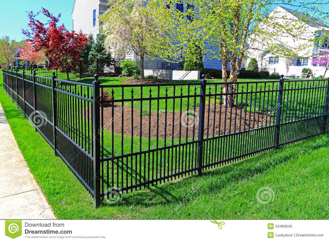 Black Metal Fence Stock Photo Image Of Strong Home 53483640 regarding proportions 1300 X 956