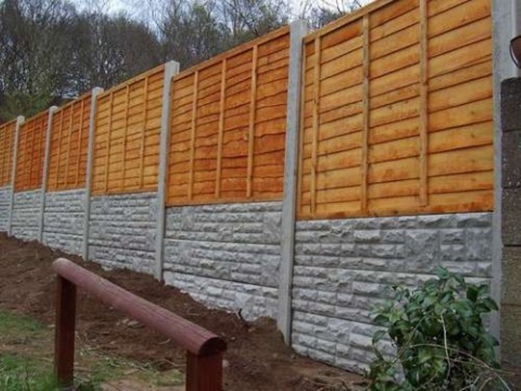 Concrete Fence Panels Wood Design Idea And Decorations Diy inside proportions 1024 X 768