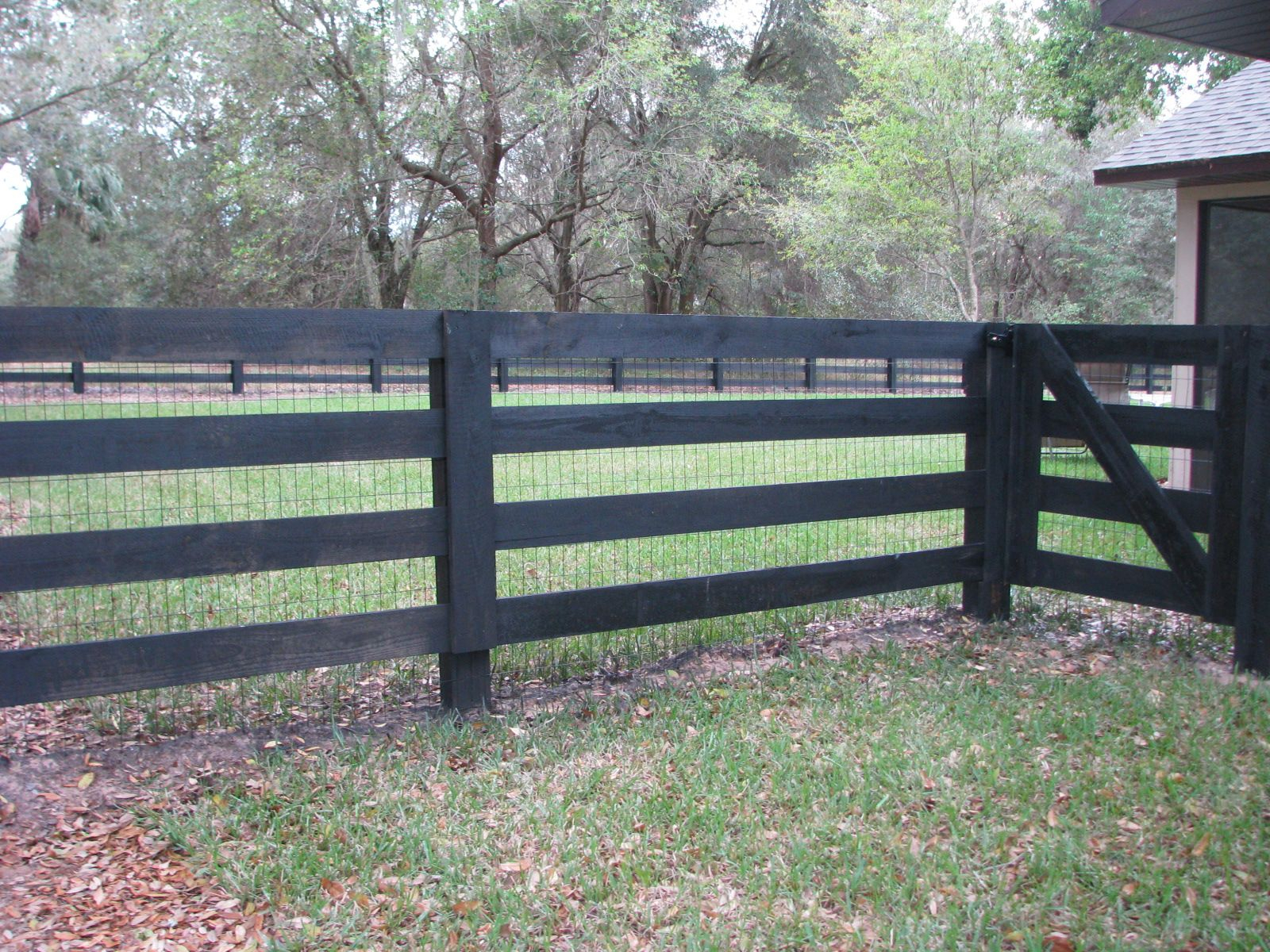 Custom Black Wood Horse Fence With Wire For Additional Protection inside size 1600 X 1200