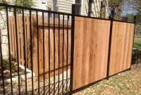 Custom Wrought Iron Fence Transitioning Into Privacy Cedar Fence inside proportions 3264 X 2448