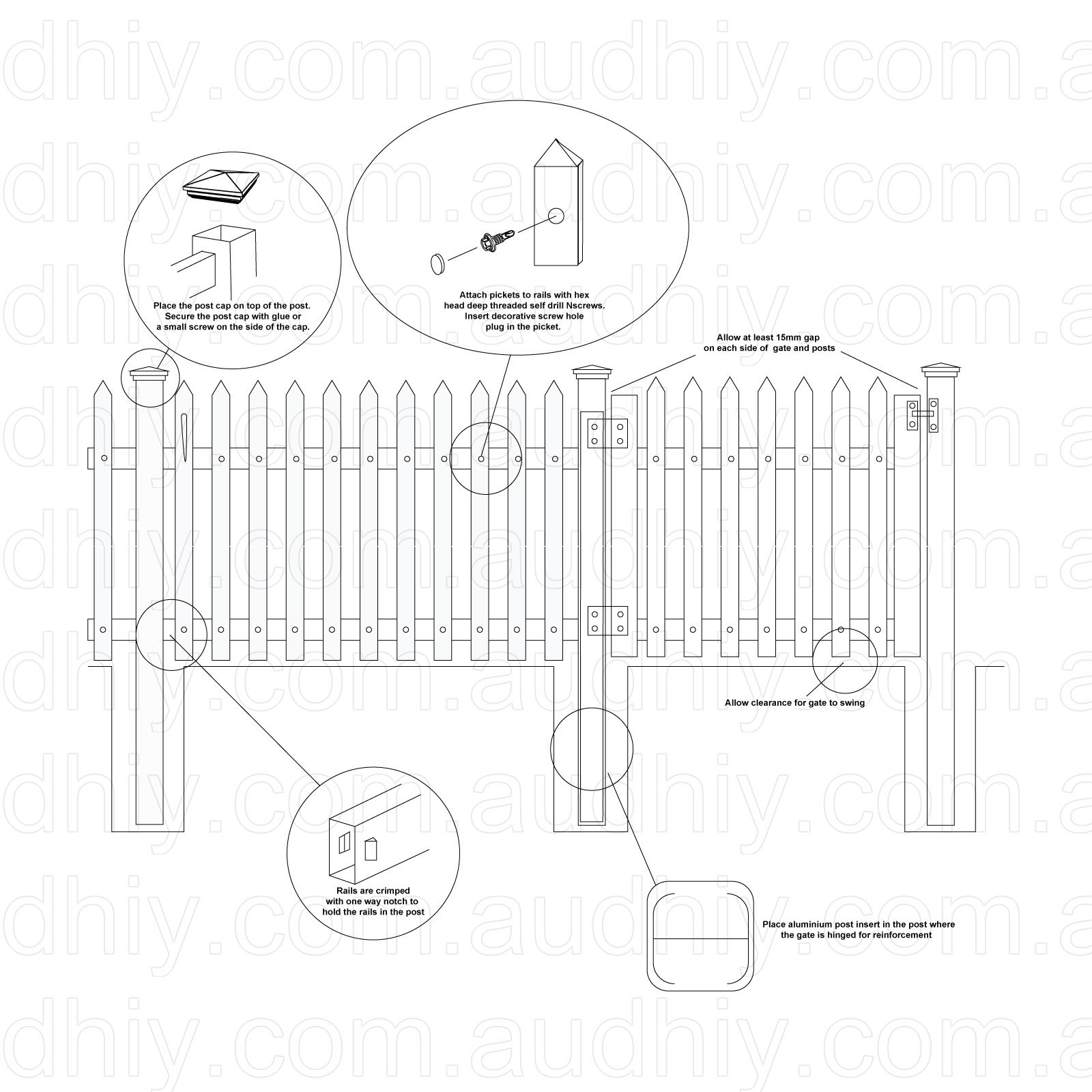 Dhiy Australia Pvc Picket Fence No Screw with regard to proportions 1600 X 1600