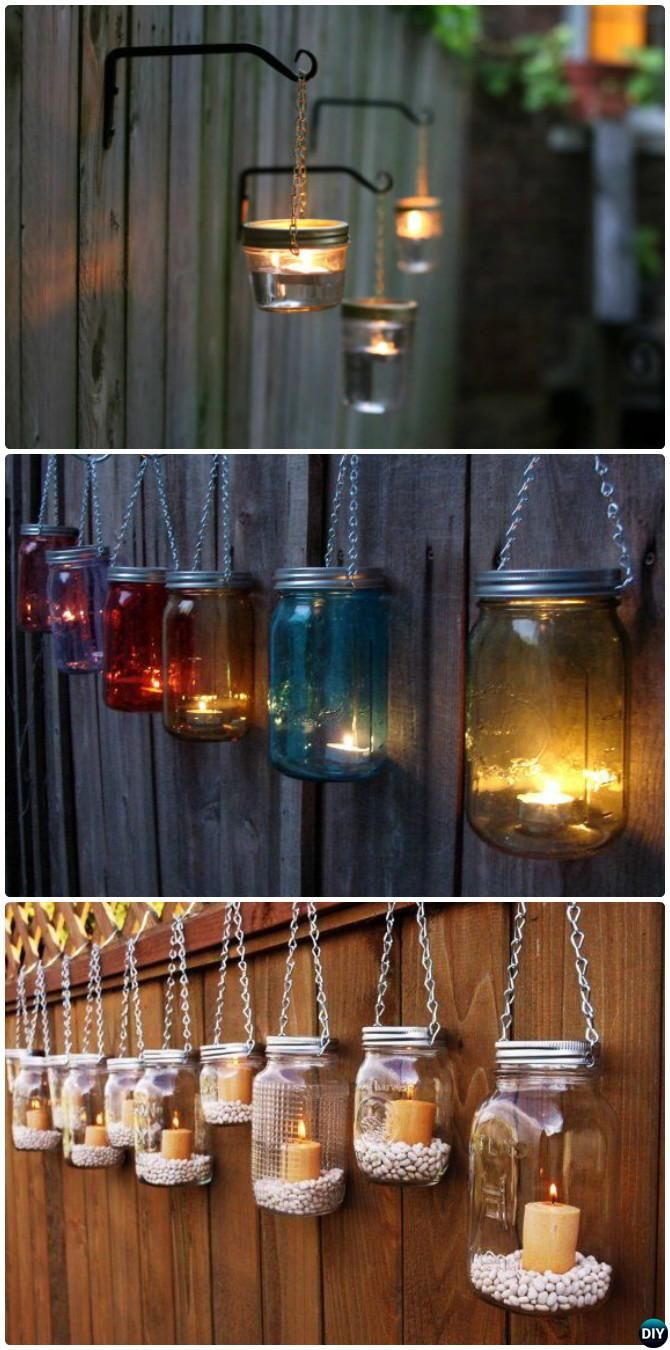 Diy Hanging Mason Jar Lights Garden Fence Decor Instructions 20 intended for dimensions 670 X 1350