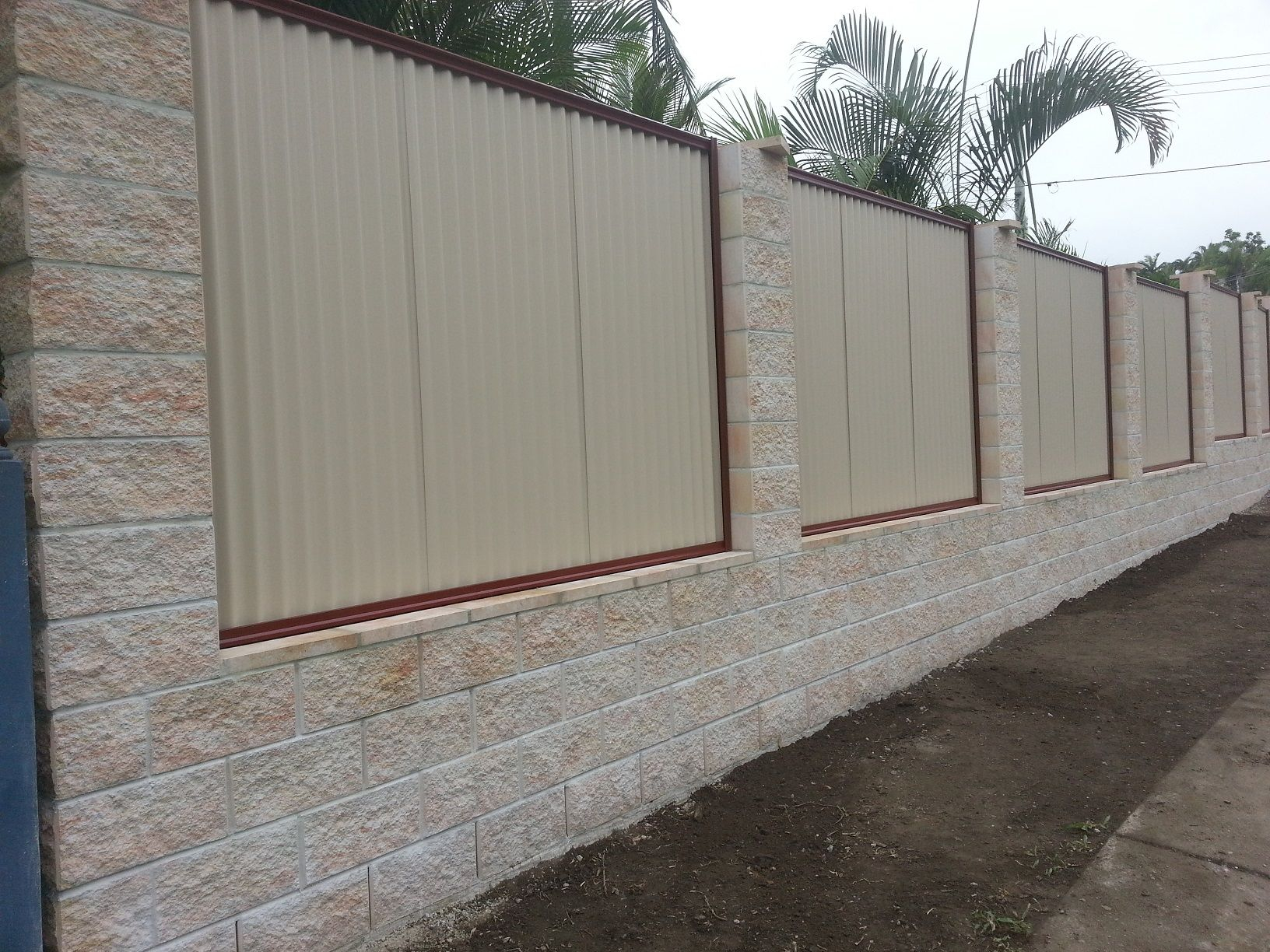 Elegant White Cement Block Fence Wall That Decorated With White Iron inside sizing 1632 X 1224