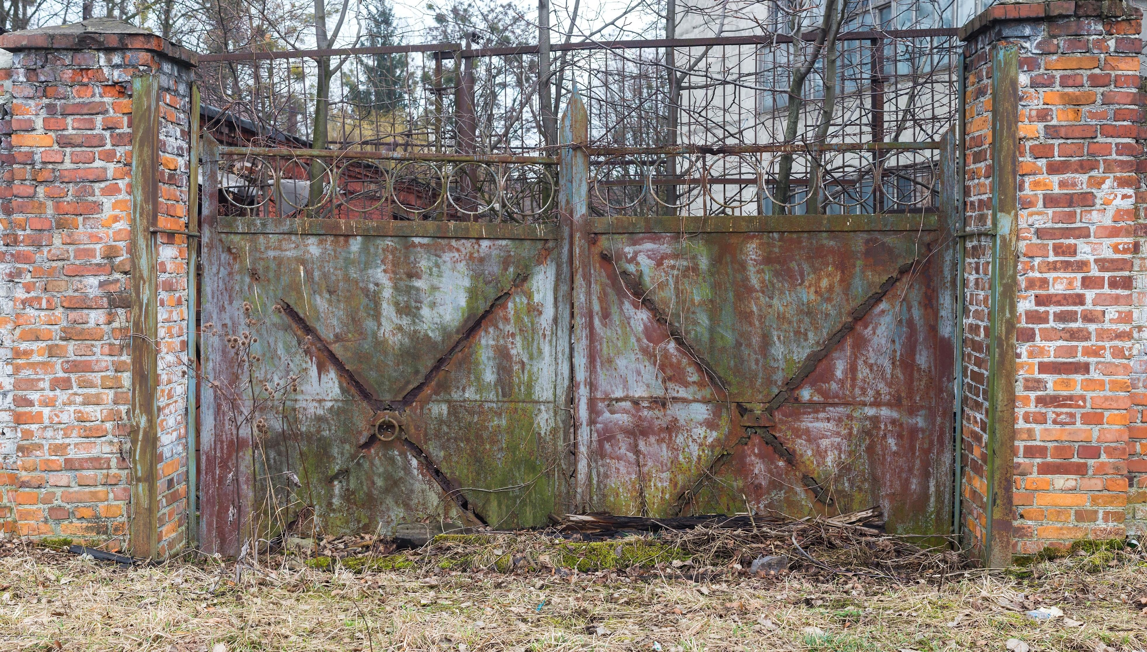 Free Picture Gate Rust Brick Wall Metal Fence Architecture pertaining to dimensions 3924 X 2233