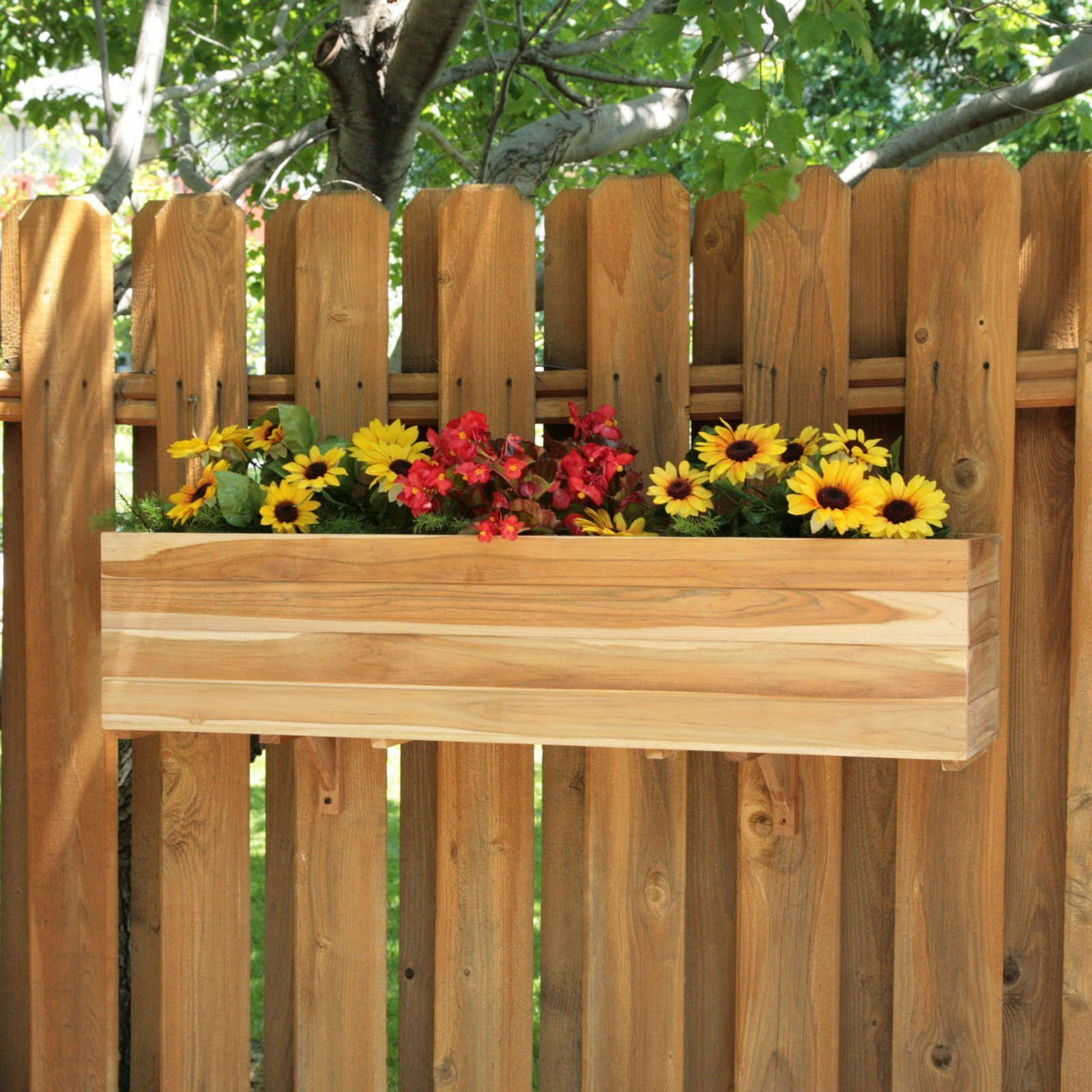 Garden And Patio Floating Wooden Flower Box Design On Wooden Fence in measurements 1600 X 1600