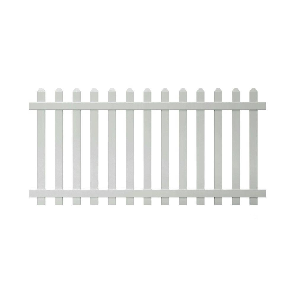 Glendale 4 Ft H X 8 Ft W White Vinyl Spaced Picket Unassembled for proportions 1000 X 1000