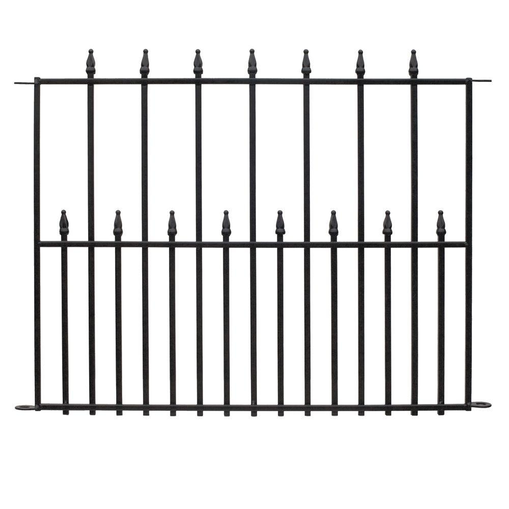 Hampton Bay Empire 30 In X 36 In Black Steel 3 Rail Fence Panel in measurements 1000 X 1000