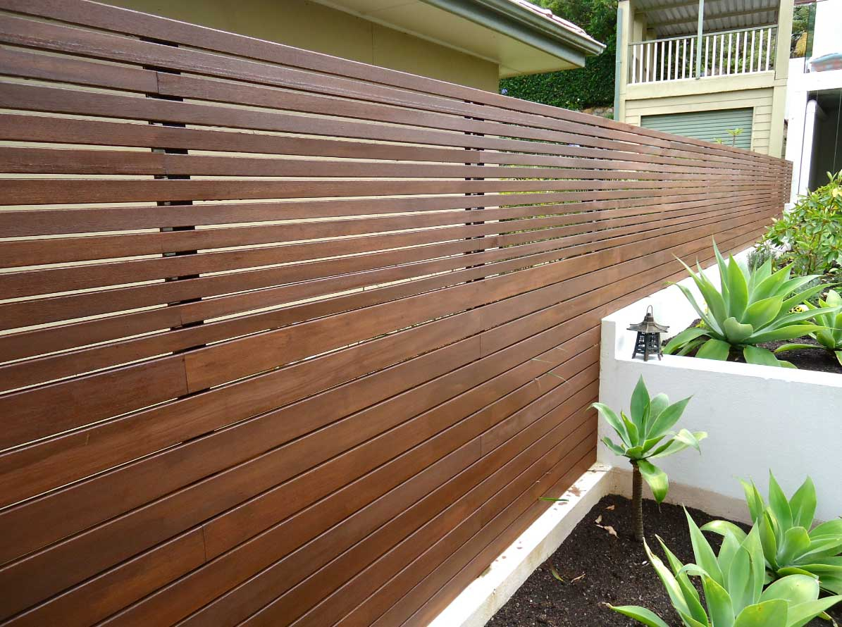 Horizontal Wood Slat Fence intended for size 1195 X 890