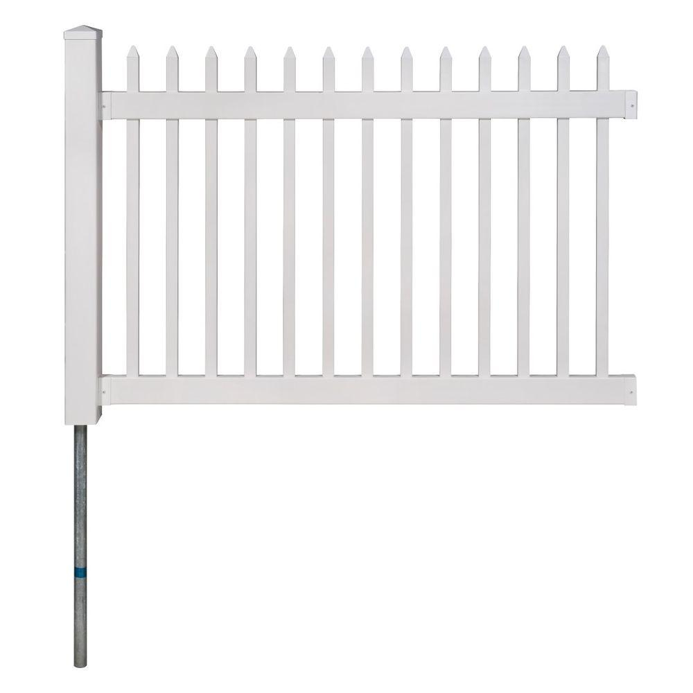 No Dig Permanent 4 Ft X 6 Ft Nantucket Vinyl Picket Fence Panel for size 1000 X 1000