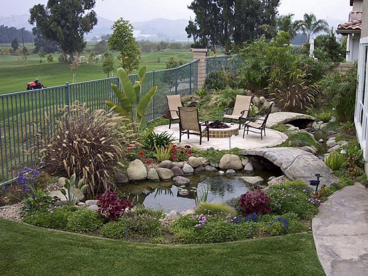 Outdoor And Patio Fantastic Small Backyard Pond Ideas Mixed With within size 1209 X 907