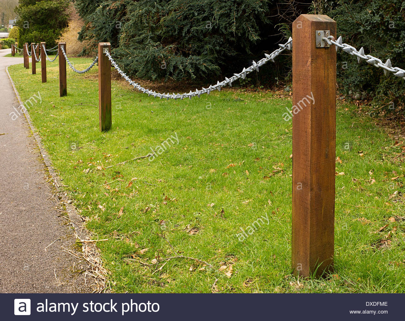 Post And Chain Fence Down The Side Of A Driveway A Popular inside measurements 1300 X 1030