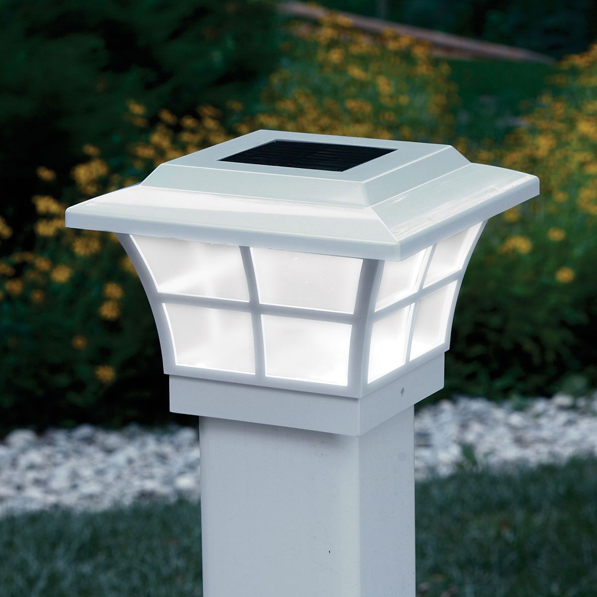 Prestige Solar Powered Lighted Post Caps White Solar Cap And for sizing 1200 X 1200
