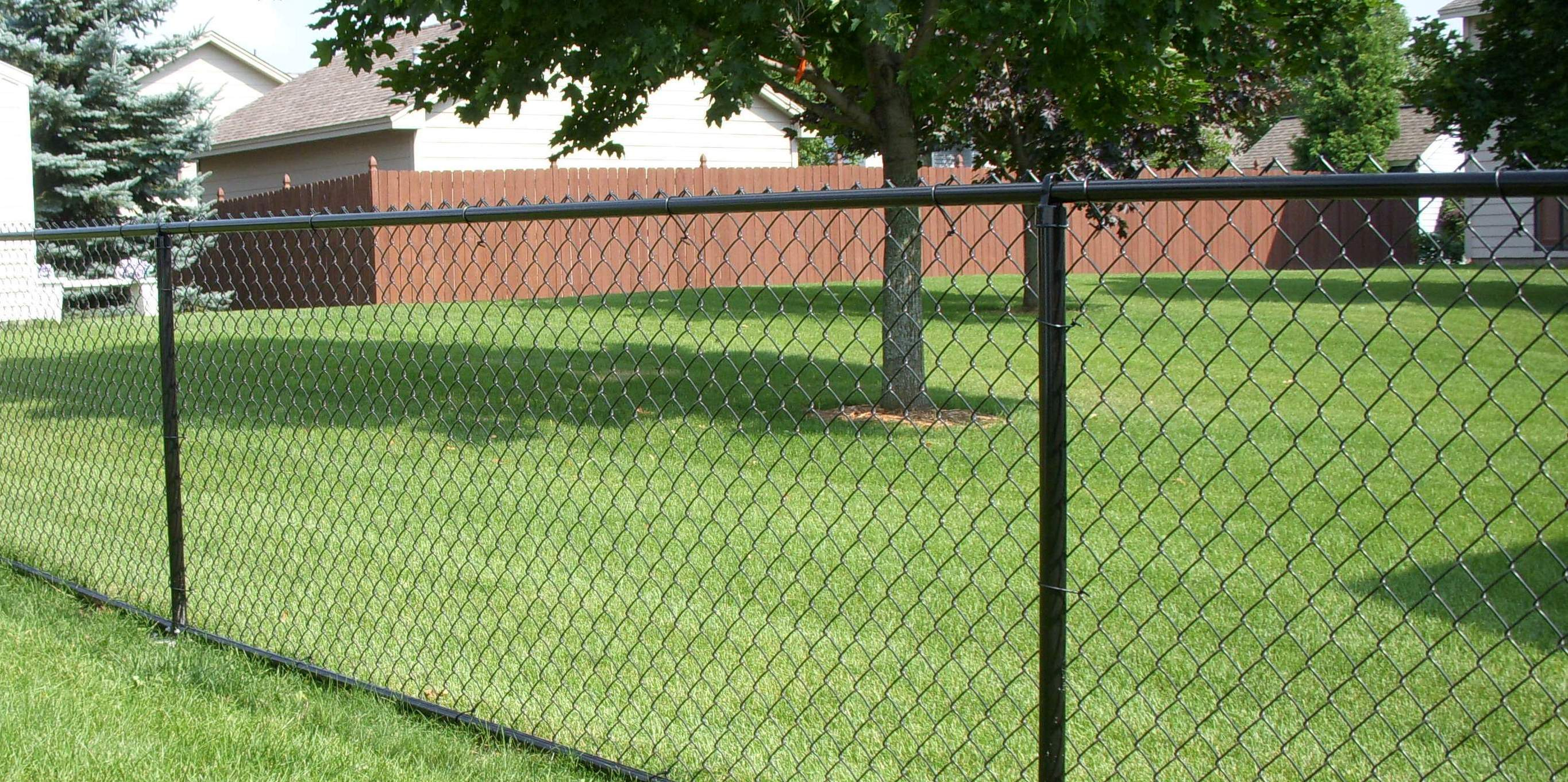 Residential Black Vinyl Chain Link Installation Fence Okc with proportions 2729 X 1361