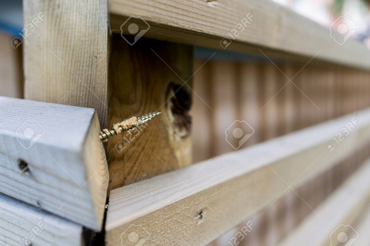 Screw Loose From Wooden Fence In Stockholm Sweden Stock Photo regarding size 1300 X 866