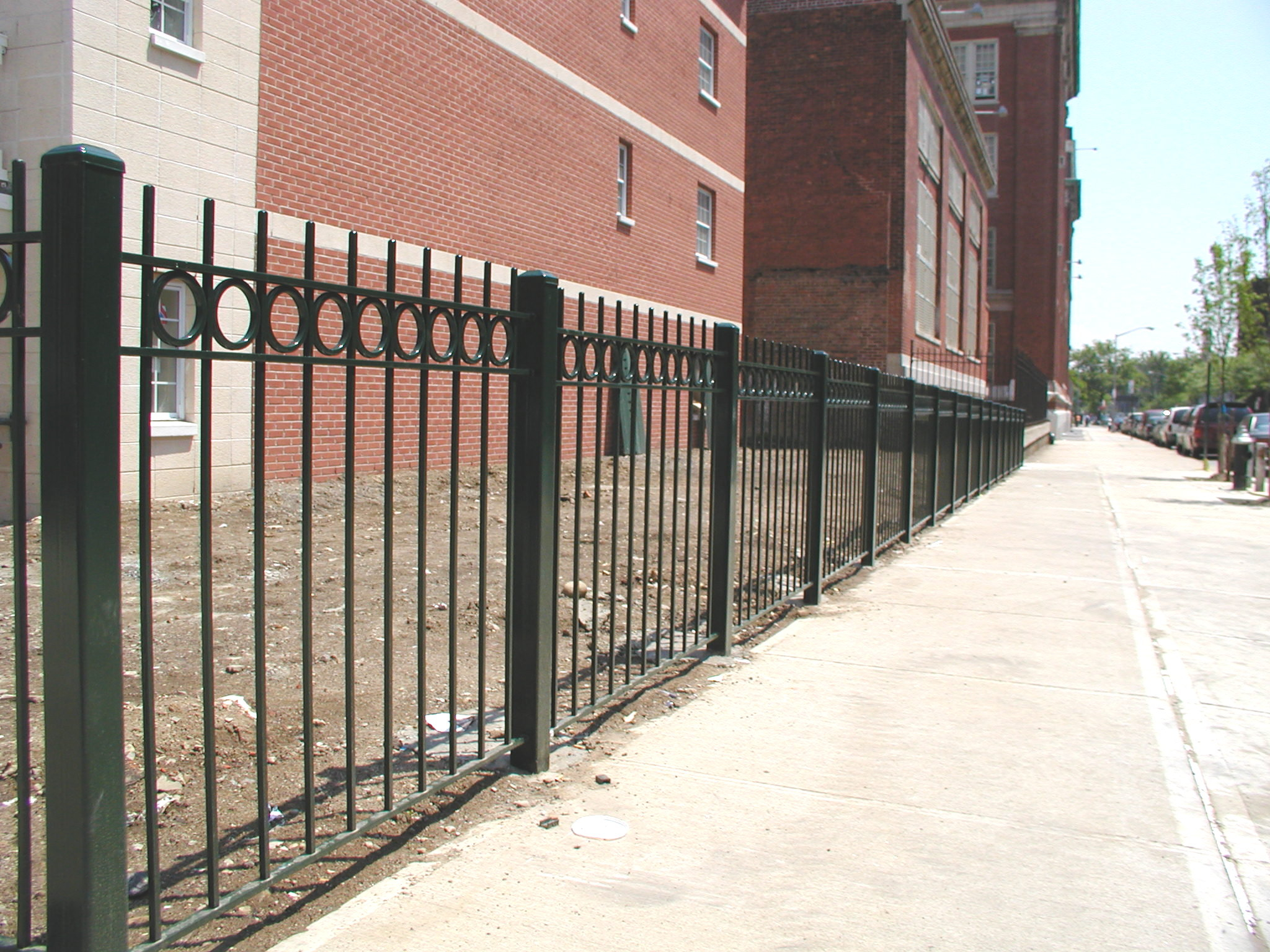 Solid Square Bar Steel Fence 4 With Circles And 3 Tube Posts pertaining to measurements 2048 X 1536