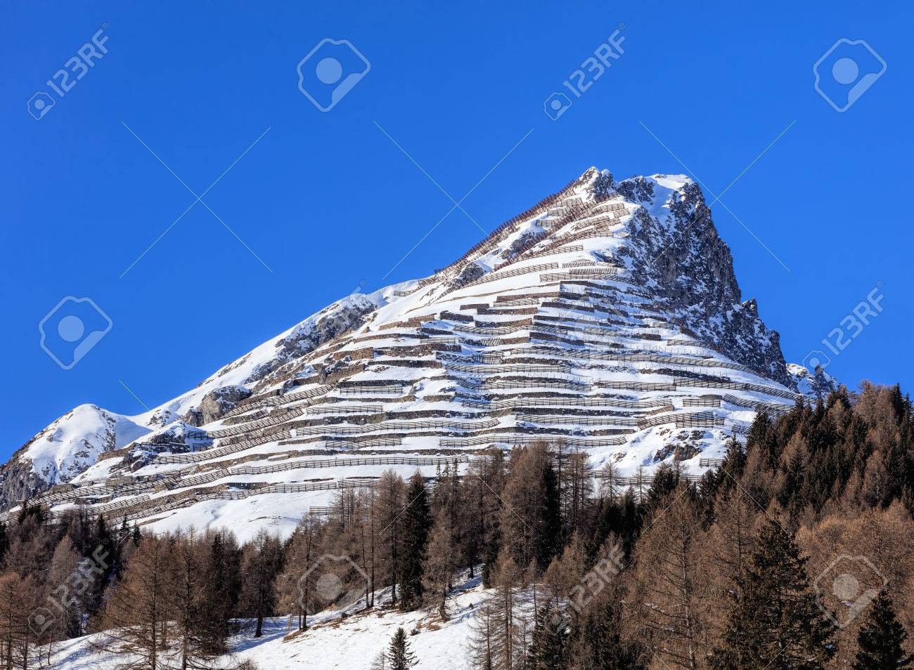 Summit Of Schiahorn Mountain With Snow Fences For Avalanche Control for dimensions 1300 X 954