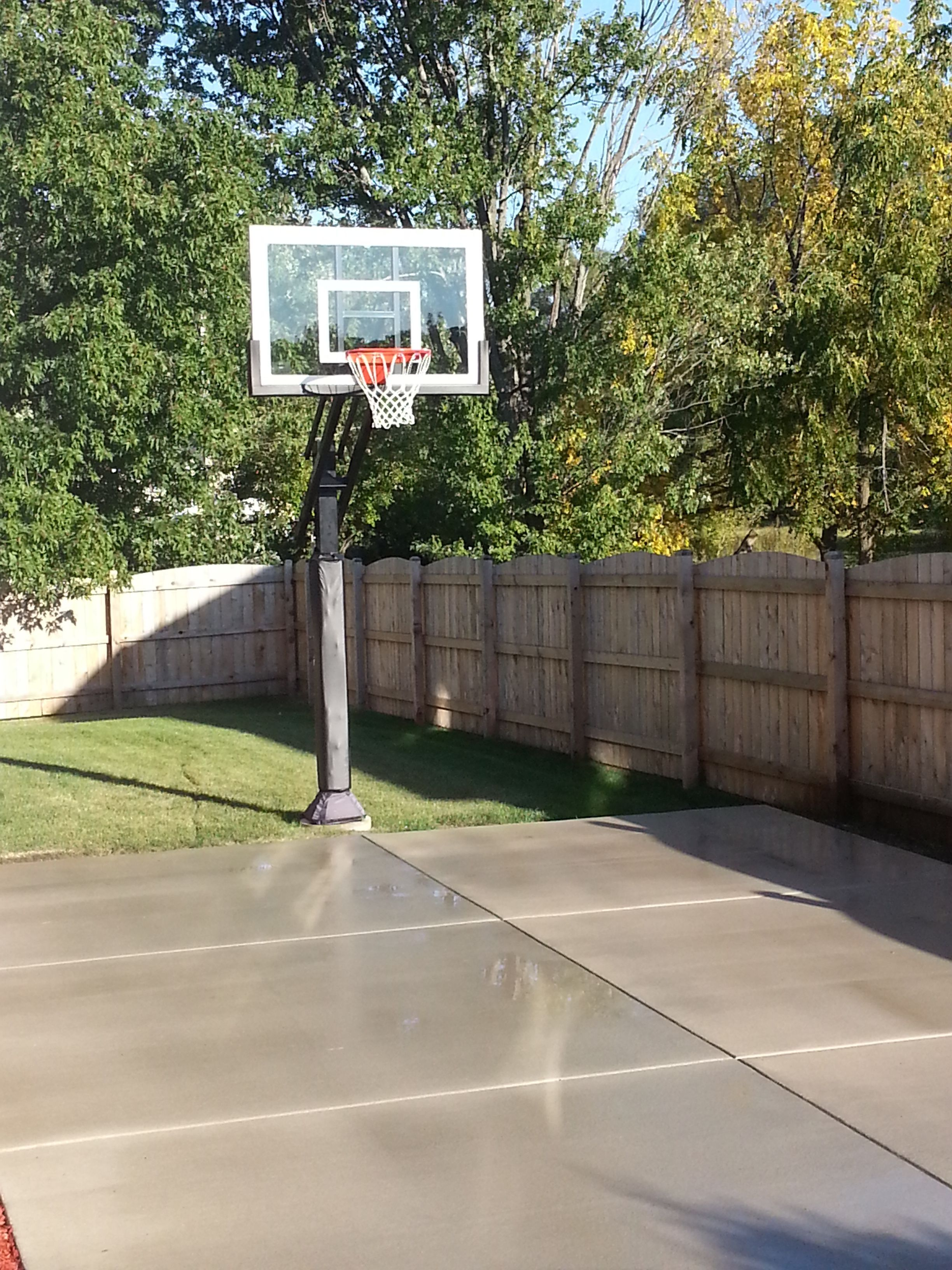 The Backyard Fence Encompasses This Pro Dunk Silver Basketball Goal throughout size 2448 X 3264