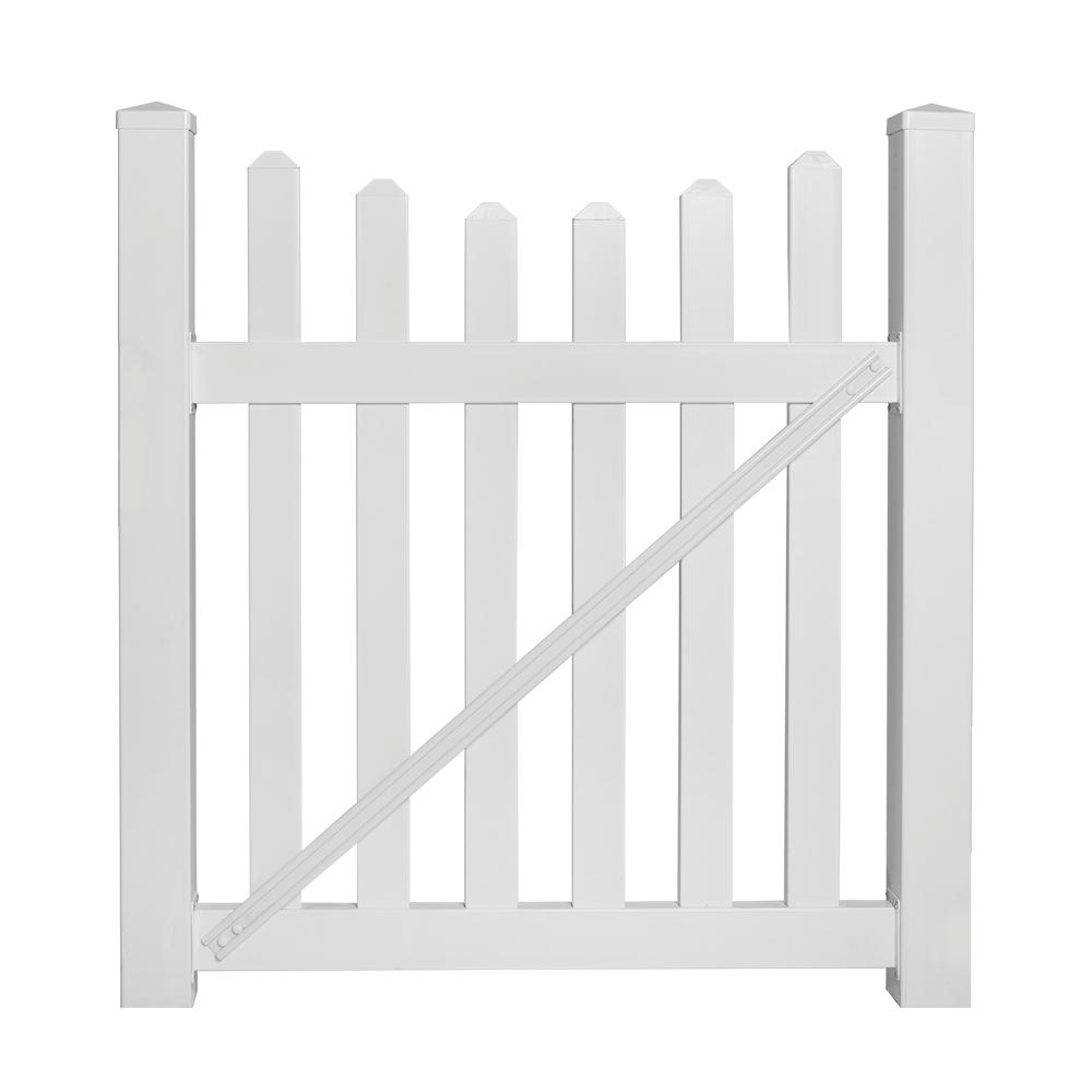 Weatherables Ellington 4 Ft W X 3 Ft H White Vinyl Picket Fence in size 1000 X 1000