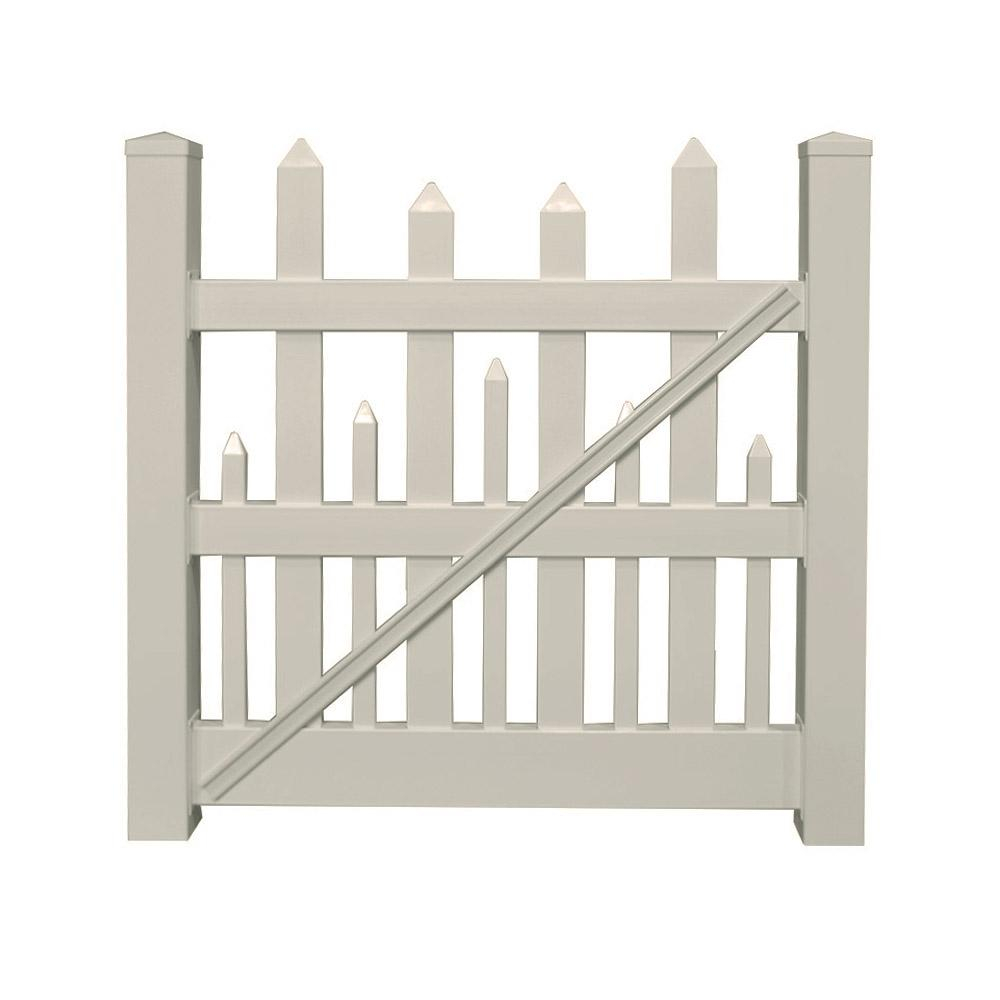 Weatherables Salem 4 Ft W X 4 Ft H Tan Vinyl Picket Fence Gate Kit intended for proportions 1000 X 1000