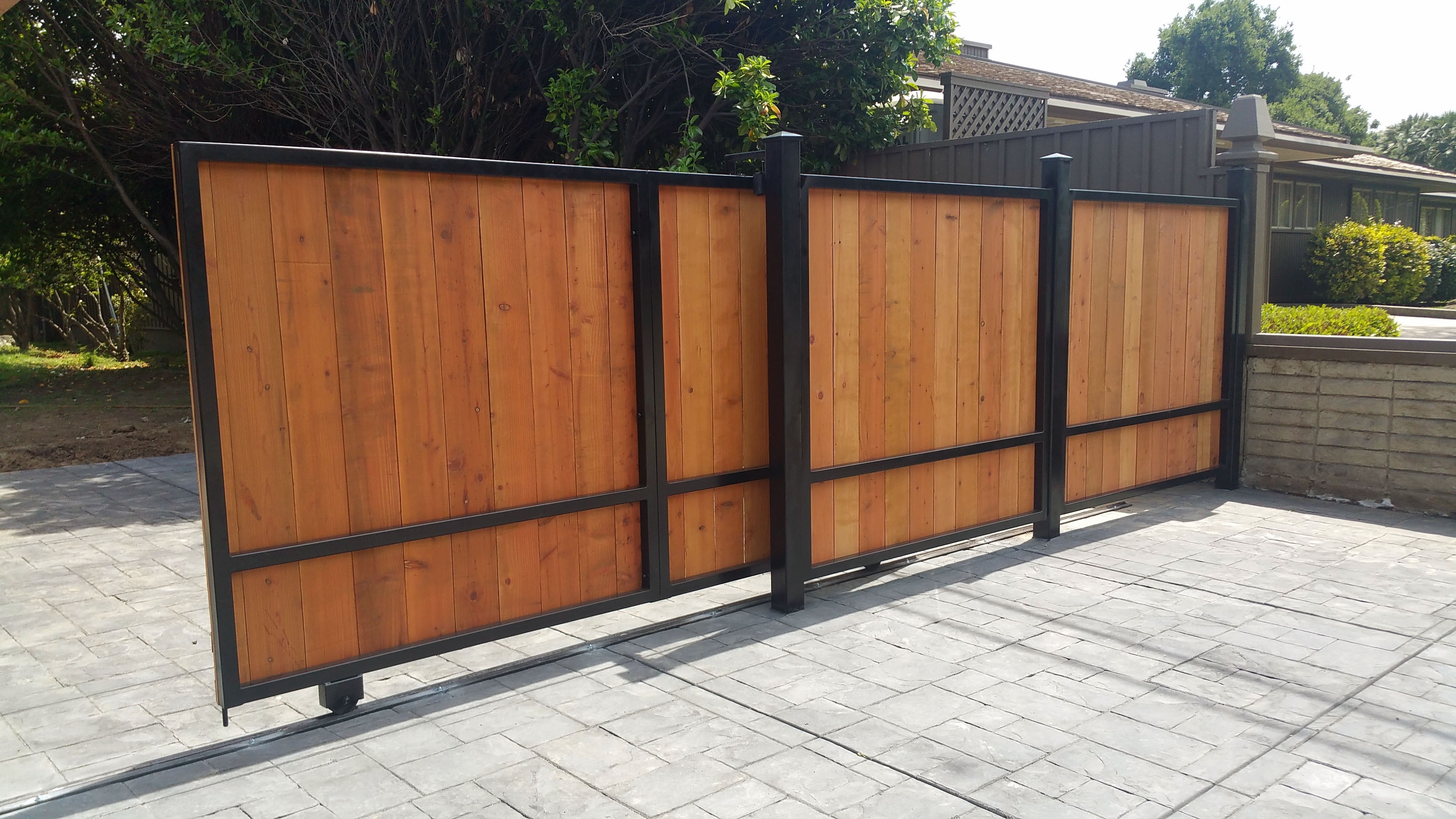 Wood Fence Sliding Gate Kit Fences Design throughout size 3264 X 1836