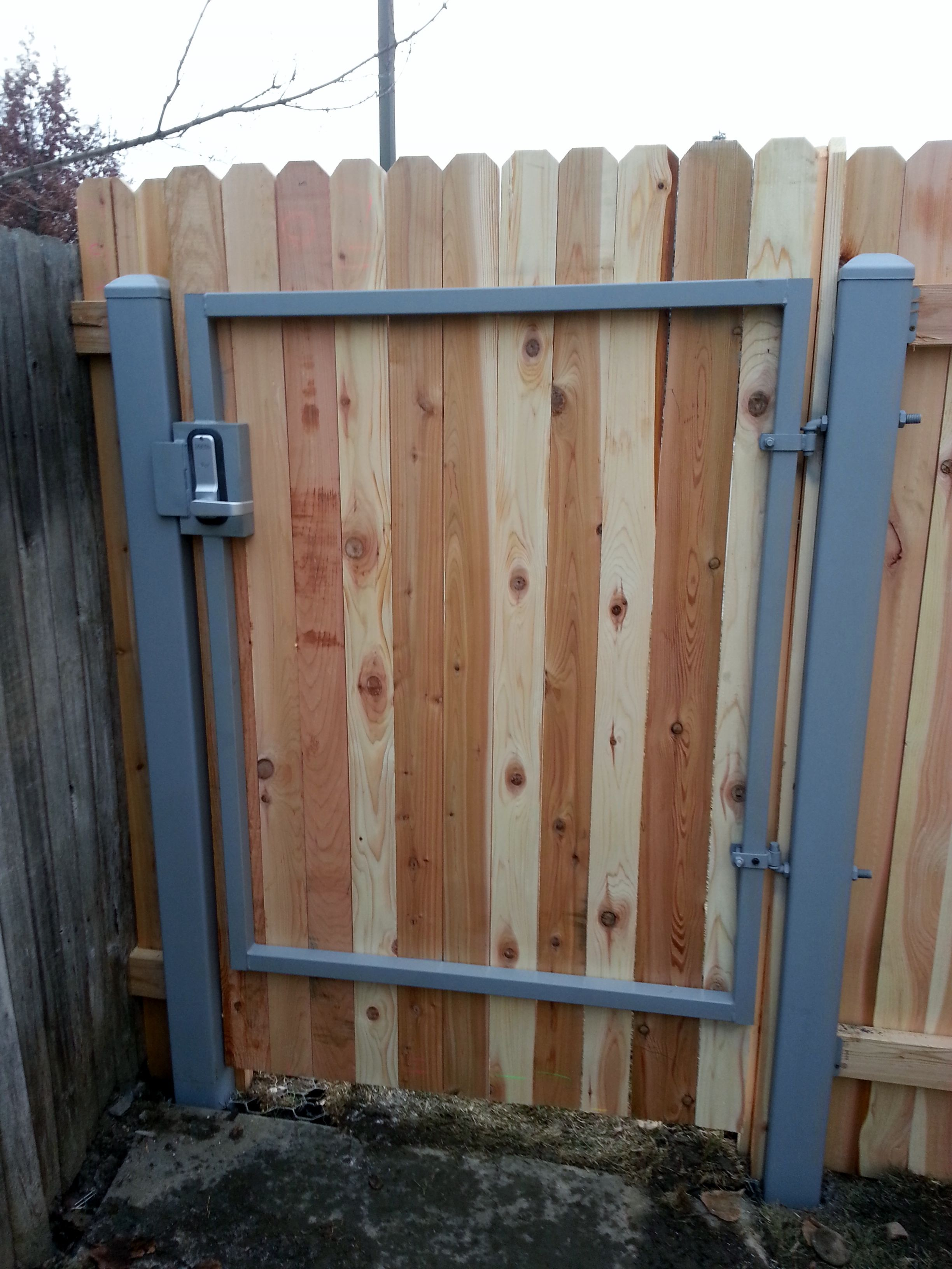 Wooden Gate With Keypad Installed Frontier Fence Company From with regard to proportions 2448 X 3264