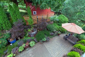 Backyard Garden Landscaping With Paver Bricks Patio Hardscape pertaining to proportions 1300 X 866