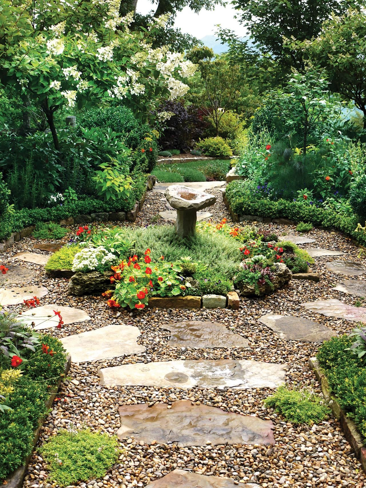 Large Flagstone Pavers Surrounded Pea Gravel Create A inside dimensions 1280 X 1707