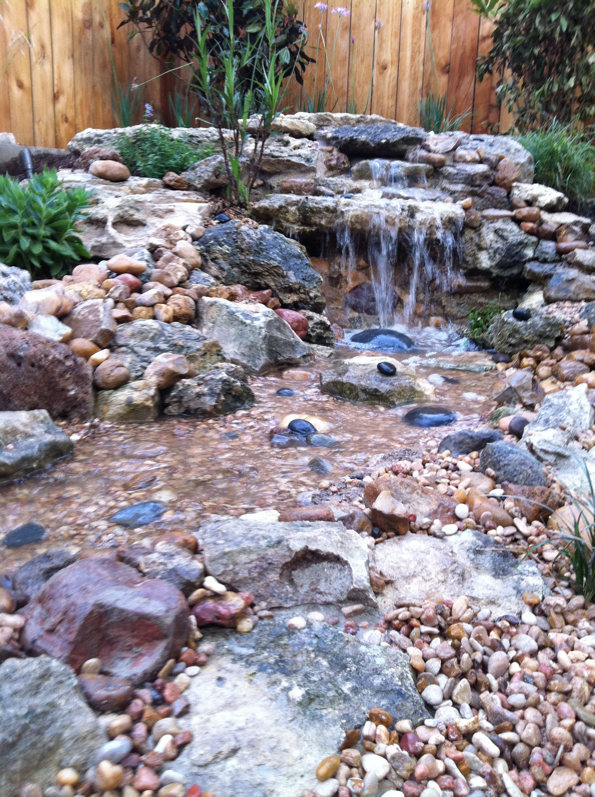 Small Waterfall In Backyard Garden It Empties Into A Small within measurements 1936 X 2592