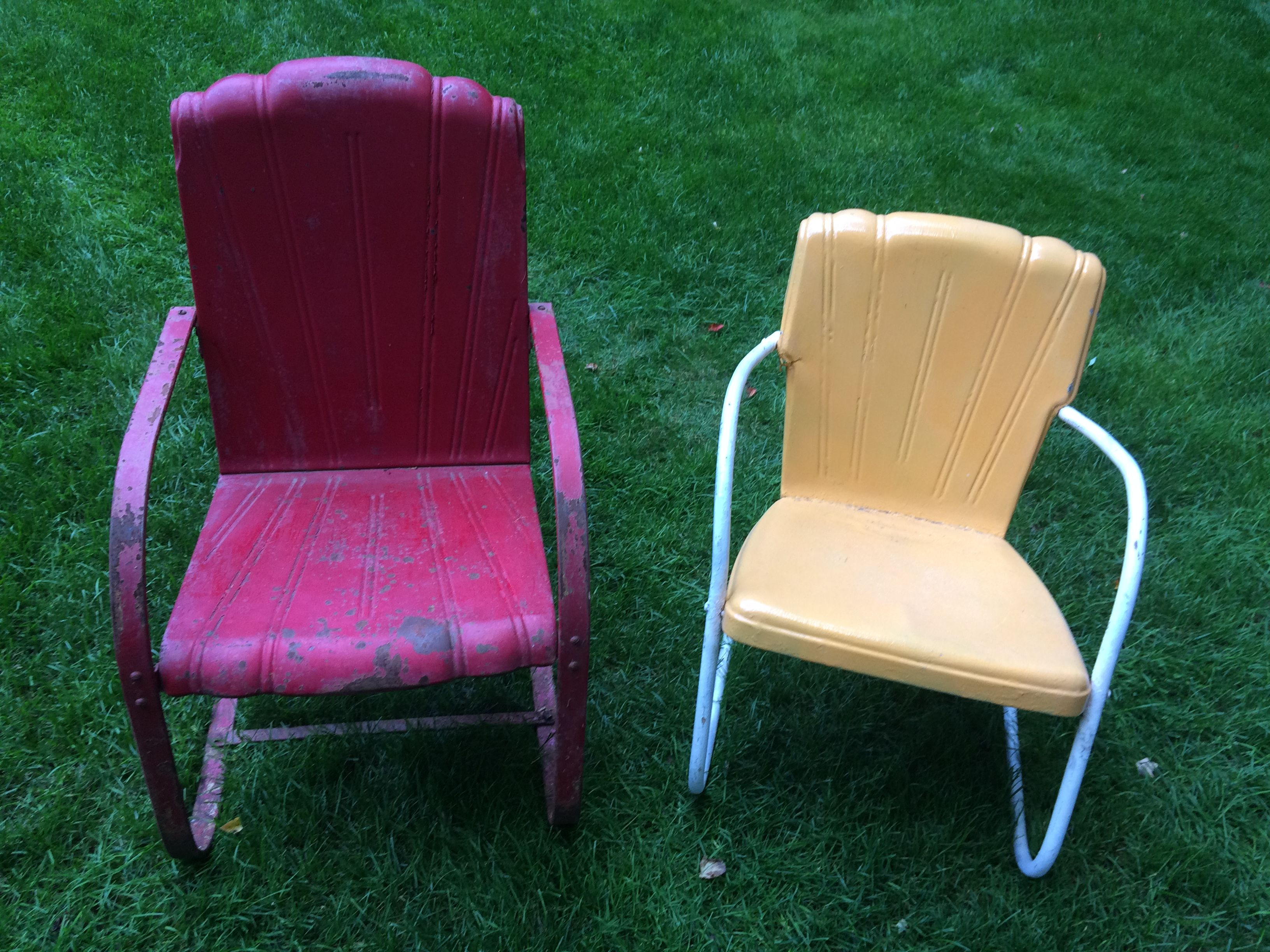 1939 Cleveland Welding Vintage Metal Lawn Chairs The Yellow throughout size 3264 X 2448