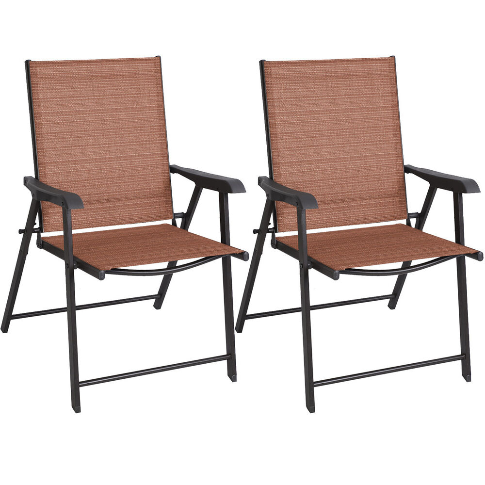 2 Pcs Patio Folding Sling Chairs Furniture Camping Deck With within size 1000 X 1000