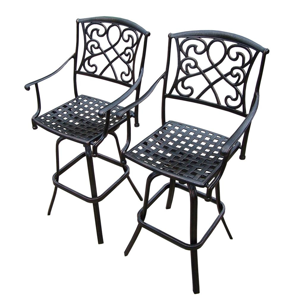 2 Piece Grace Cast Aluminum Swivel Patio Bar Stools regarding proportions 1000 X 1000