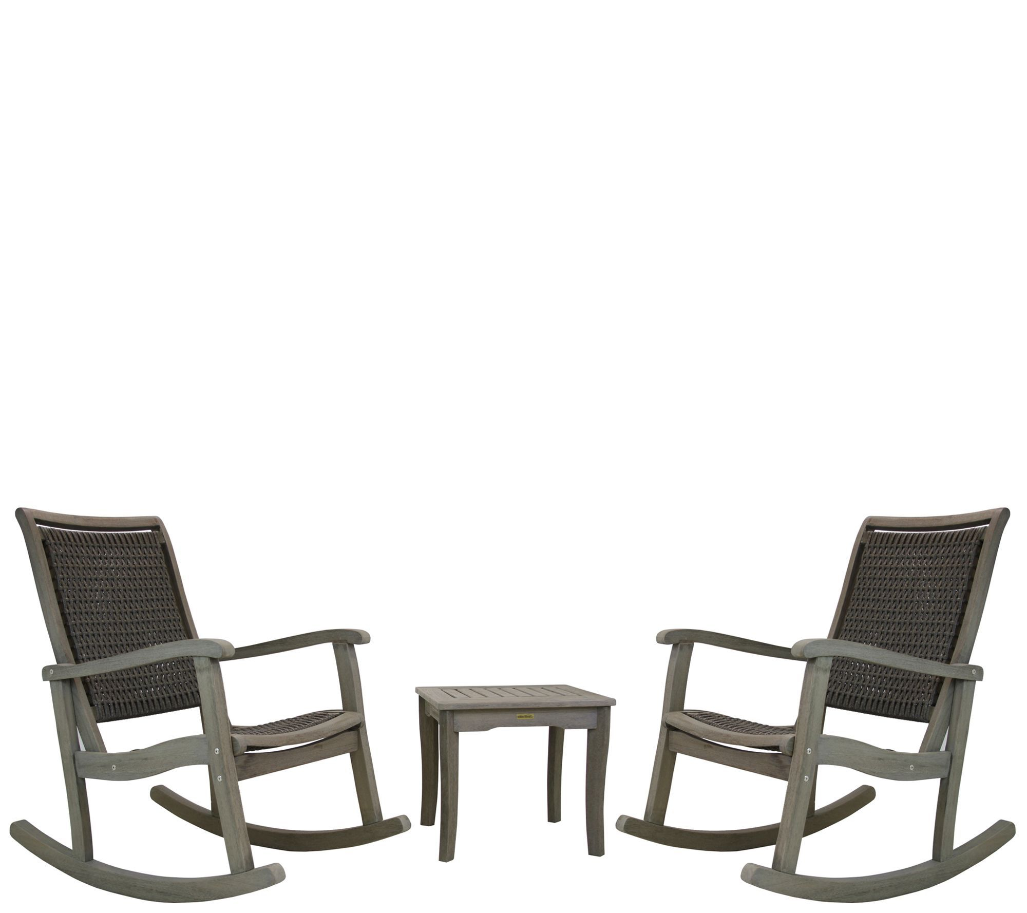 3 Piece Gray Wash Eucalyptus Rocking Chair Set In 2019 To intended for proportions 2000 X 1778