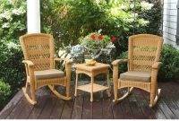 3 Piece Outdoor Porch Rocker Set W 2 Amber Wicker Resin Rocking Chairs Table in measurements 1500 X 1500