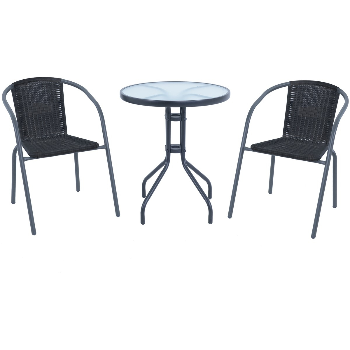 3 Piece Wicker Bistro Set Black for measurements 1200 X 1200