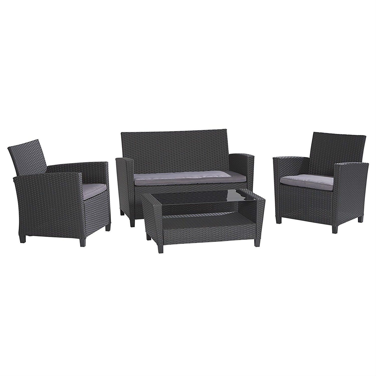 4 Piece Outdoor Patio Furniture Set In Grey Resin Wicker And regarding dimensions 1500 X 1500