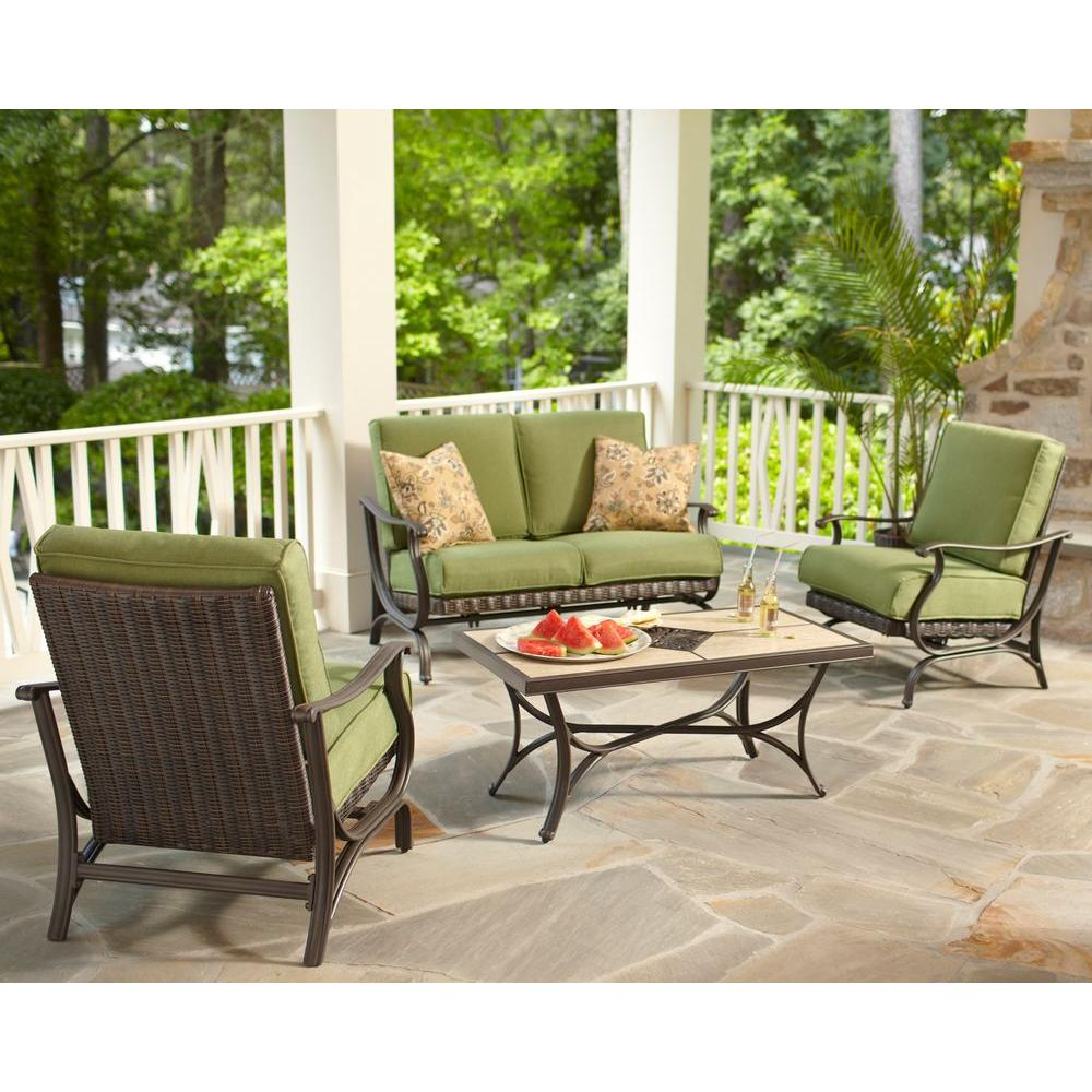 479 Hampton Bay Pembrey 4 Piece Patio Conversation Set With in sizing 1000 X 1000