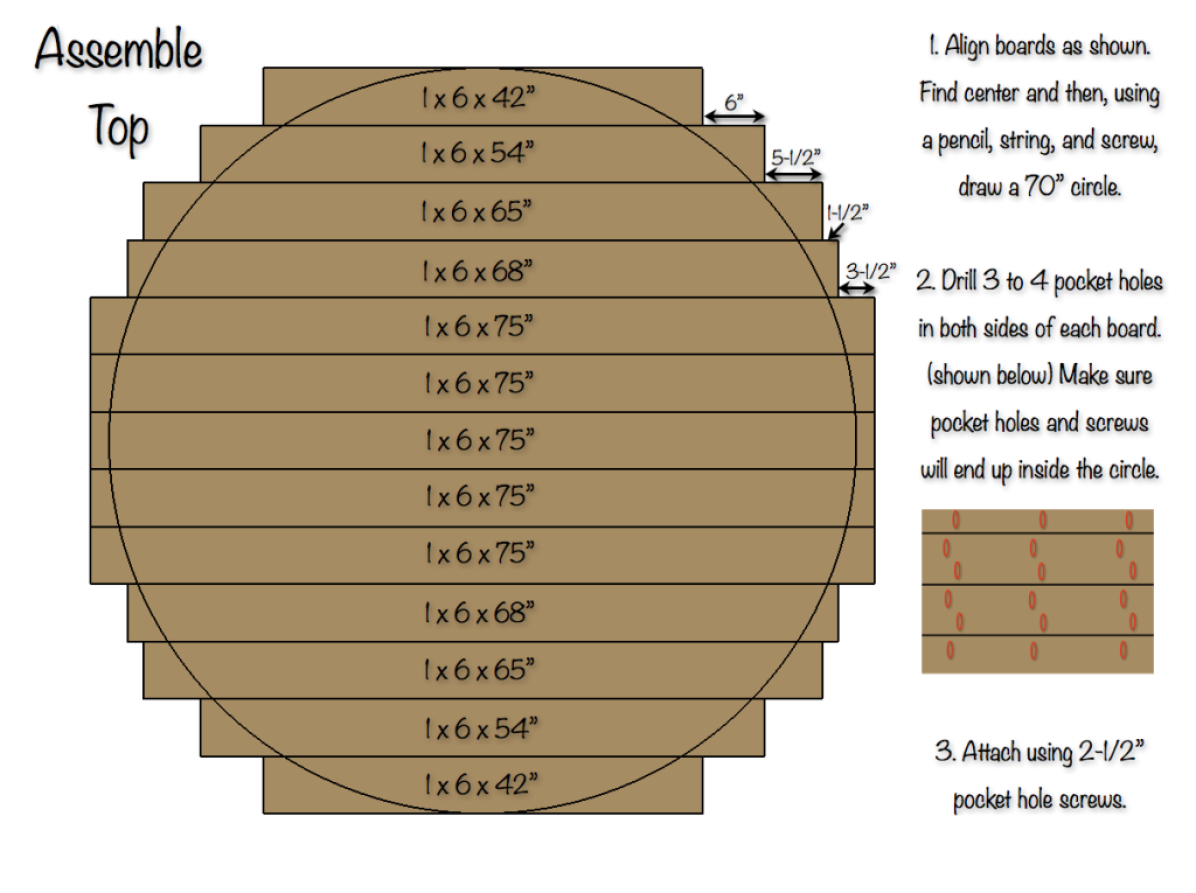 70 Inch Round Table Top Diy Dining Table Round Farmhouse with proportions 1196 X 893