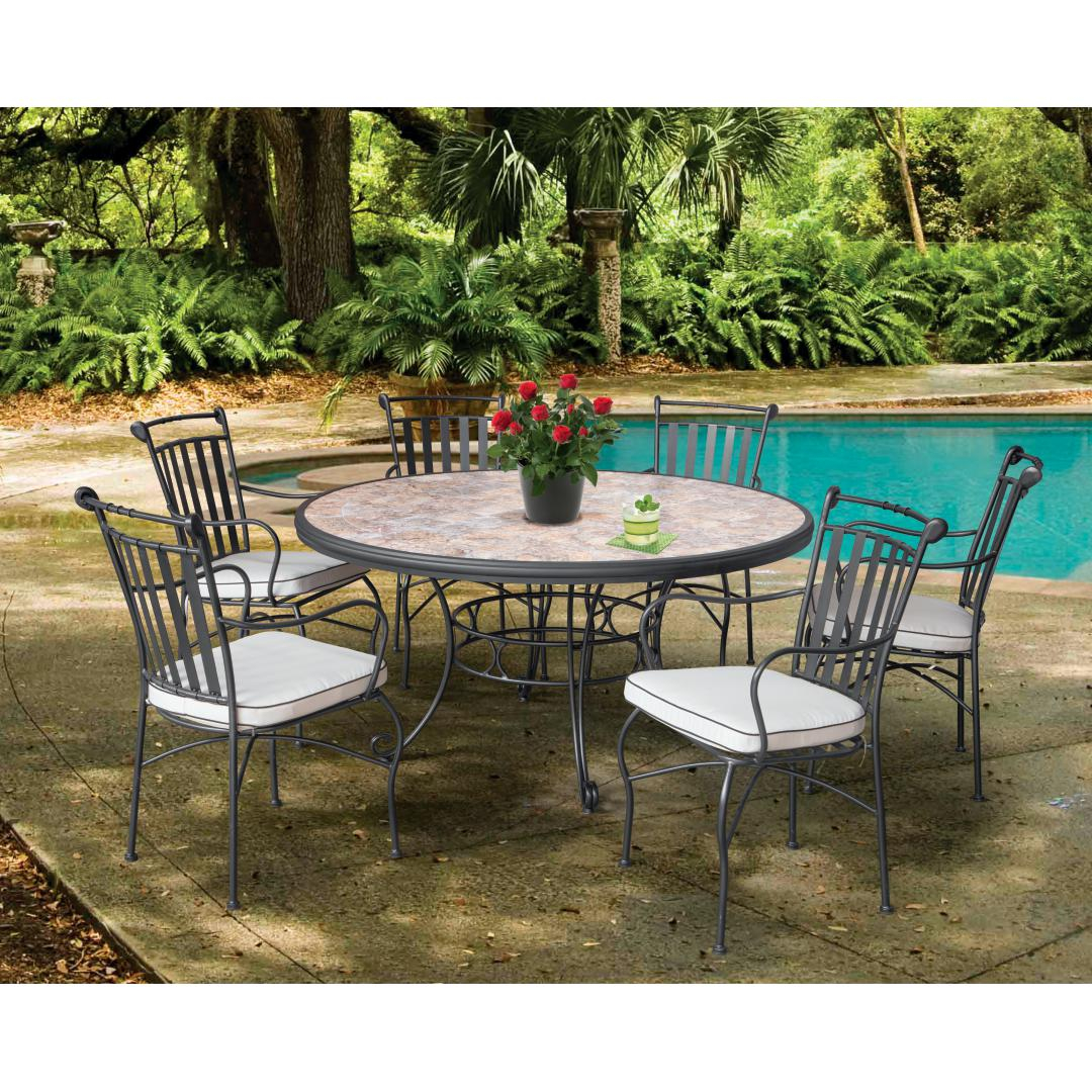 7pce Tuscany Patio Set Round Table intended for size 1080 X 1080