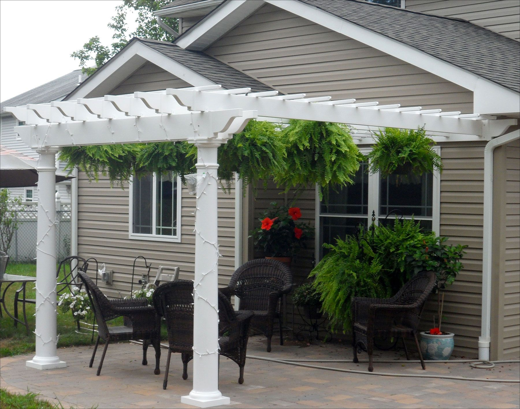 8 X 12 Vinyl 2 Beam Pergola Shown With Wall Mounted Kit No pertaining to measurements 1800 X 1416