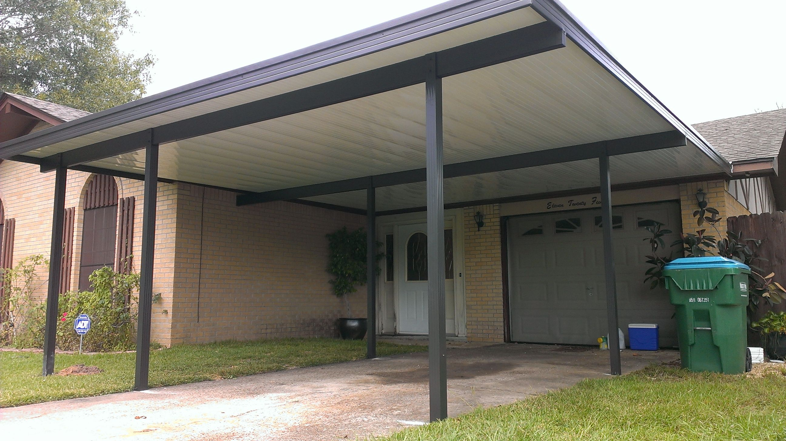 A Bronze And White Aluminum Front Porch Cover Add Some within sizing 2592 X 1456