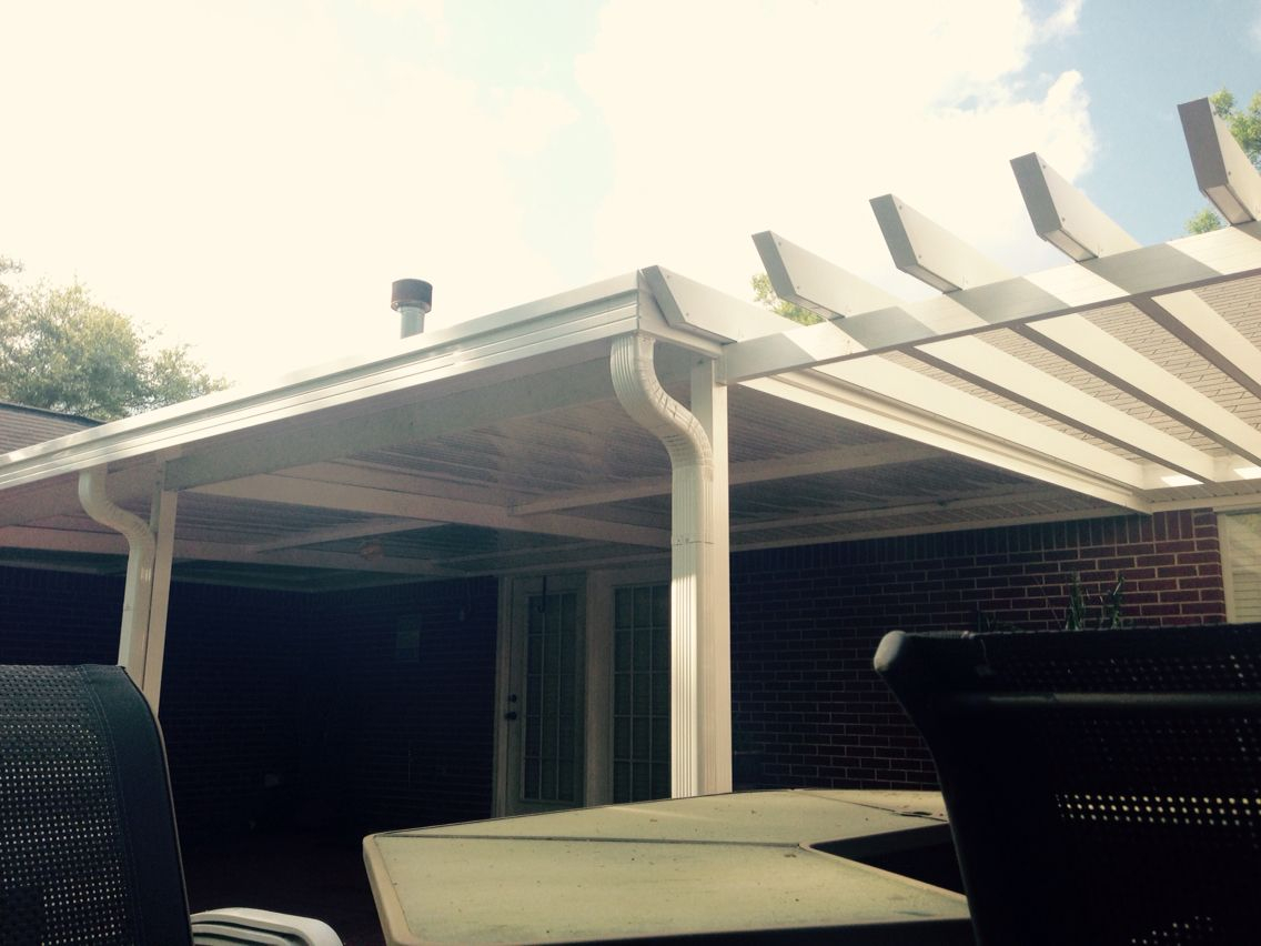 A Lovely 14 X 24 Bright White Aluminum Patio Cover With 3 pertaining to size 1136 X 852