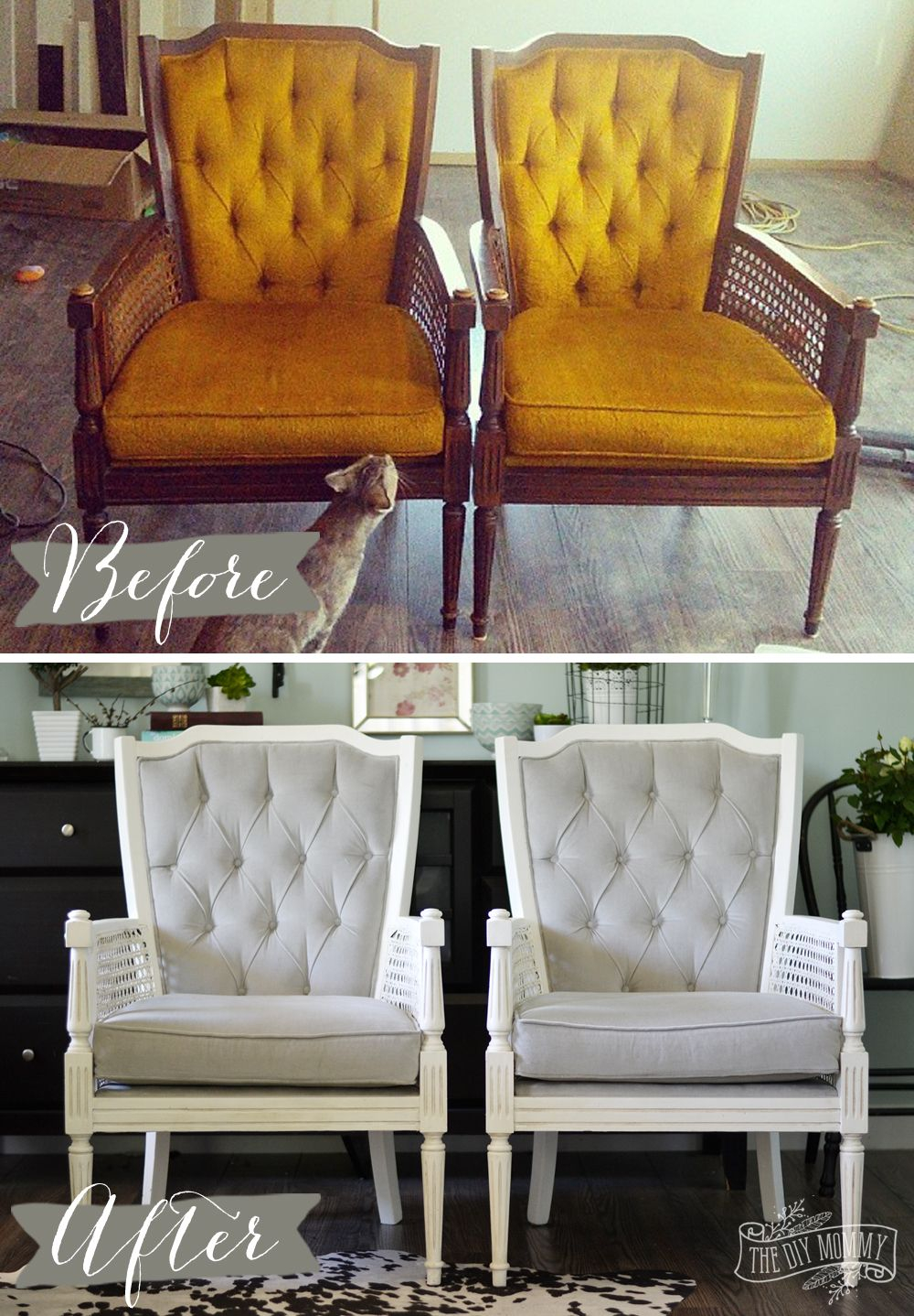 A Vintage Cane Chair Pair Makeover In Grey Velvet pertaining to dimensions 1000 X 1438