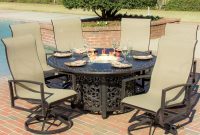 Acadia 7 Piece Sling Patio Fire Pit Dining Set With Swivel inside proportions 1499 X 1499