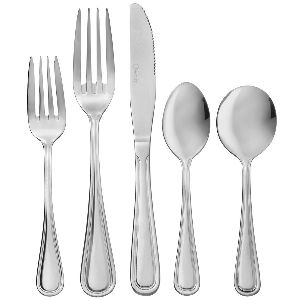 Acopa Edgewood 180 Stainless Steel Heavy Weight Flatware Set With Service For 12 60pack inside measurements 1000 X 1000