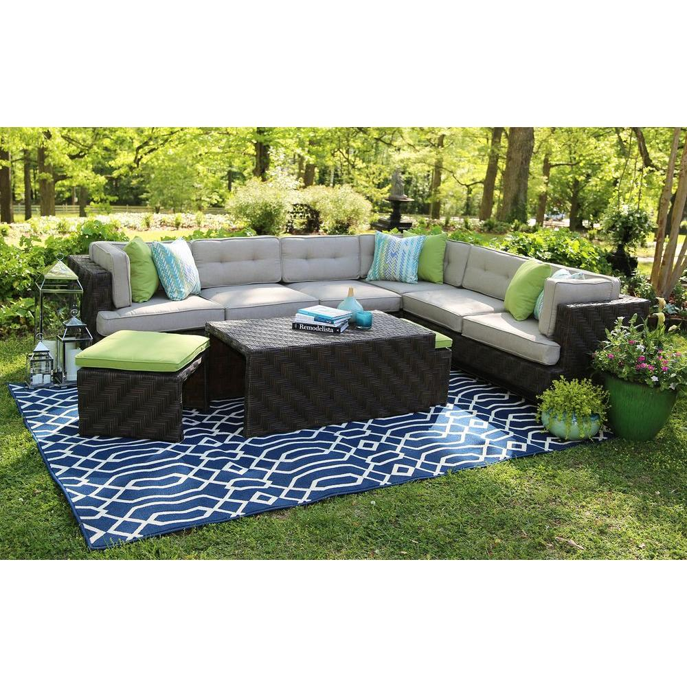 Ae Outdoor Canyon 7 Piece All Weather Wicker Patio Sectional With Sunbrella Fabric within proportions 1000 X 1000