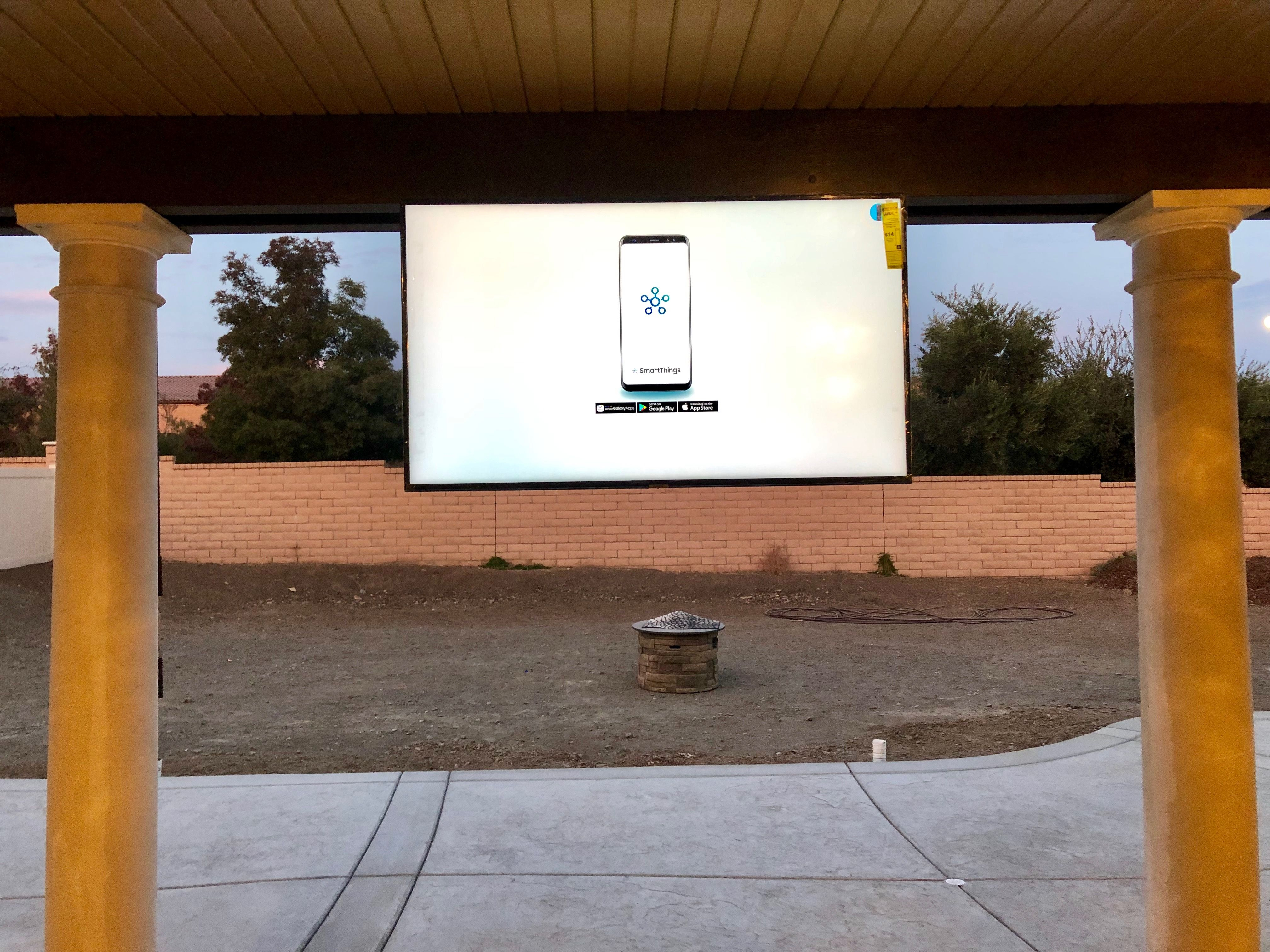 Alumawood Patio Cover With A Tv Mounted On The Header Beams inside proportions 4032 X 3024