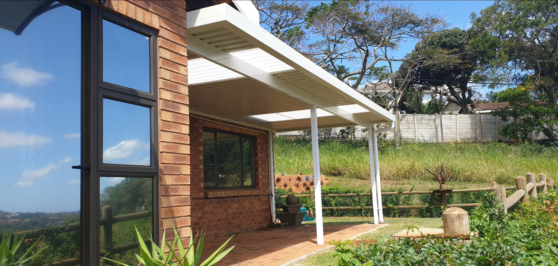 Aluminium Patio Awning With Polycarbonate Roof Sheets intended for sizing 2139 X 1020