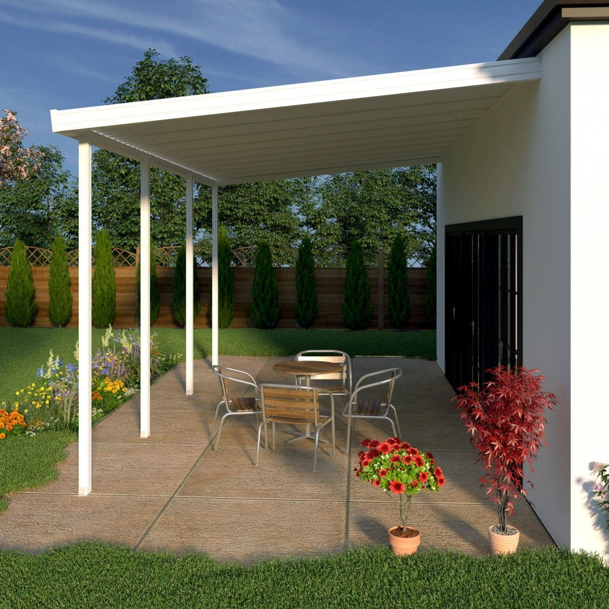 Aluminum Attached Patio Cover 12 Ft Depth Low Snow Areas throughout measurements 1200 X 1200